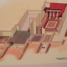 Artistic impression of interior of Domvs Romana, by Antonio Caselli.The peristyle courtyard and rooms around were designed to impress visitors