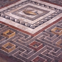 Mosiac depicting &amp;amp;#039;Doves of Soros&amp;amp;#039;, a popular image among rich Romans. The 3-D border is remarkable, the achievement of a master mosaic artist