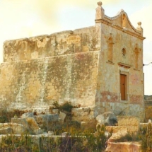 San Pawl Milqi church built on, and overlooking Roman remains. Photo by Nitramserolf