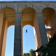 Abseiling down the amazing location of Mosta Bridge