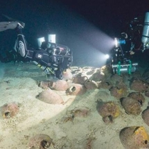 Undersea wreck of a Phoenician boat and its cargo of amphorae, the largest in the Mediterranean