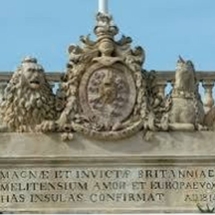 British coat of arms and inscription recording the granting of Malta to Britain by the desire of the Maltese and the consent of Europe. Photo courtesy of Philip Camilleri