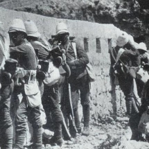 British soldiers in tropical topees at the Victoria Lines