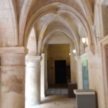 Birgu - the Inquisitor's Palace. The early Knights' buildings in Malta were in the medieval style they brought with them from Rhodes