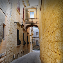 The corridor that bridges Palazzo de Piro and St Dorothy's Convent in Mdina
