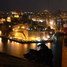 The city of Senglea as seen at night from the heights of Valletta. Photo Mark Galea