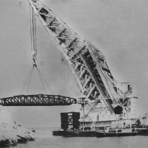 Valletta breakwater bridge being lowered into place