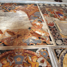 The intricacy of the marble inlay and use of different coloured marbles makes each tombstone a work of art_