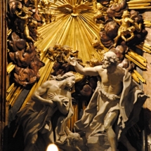 The magnificent main altarpiece, Giuseppe Mazzuoli&#039;s large sculptural group of the baptism of Christ