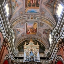 The rich interior of Birgu&#039;s St Lawrence Church, rebuilt after its destruction in WWII.