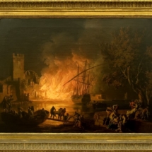 Works such as the ‘Fire on the Tiber’ (Vernet) are testament to the influences of Rome and other Mediterranean harbours