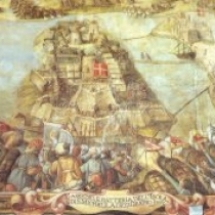 Overview of Senglea during the Great Siege - Painting by D'Aleccio