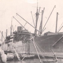 The Orarir, which was damaged by a mine, being unloaded in port